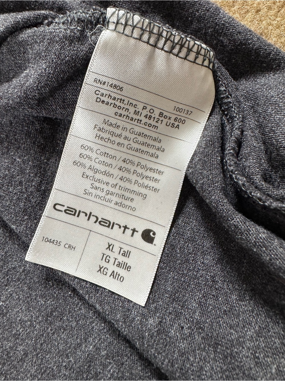 Carhartt Shirt Mens XL Tall Heather Grey Long Sleeve‎ Since 1889 Logo Tee XLT - Picture 7 of 13